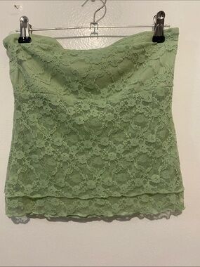 See You Monday Strapless Lace Mini Skirt in Mint Green
